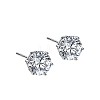 Rhodium Plated 999 Sterling Silver Cubic Zirconia Stud Earrings for Women EJEW-S215-20P-1