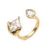 304 Stainless Steel Pave Clear Cubic Zirconia Cuff Open Rings for Women RJEW-F207-03B-G-2