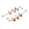 Brass Glass Beads Flower Dangle Stud Earrings EJEW-JE06569-2