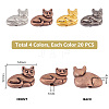   80Pcs 4 Colors Tibetan Style Alloy Kitten Beads TIBEB-PH0005-15-2