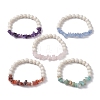 Natural Mixed Gemstone Chips & Synthetic Turquoise Beaded Stretch Bracelets BJEW-JB10162-1