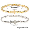 2Pcs Brass & 304 Stainless Steel Beads Stretch Bracelets Set EI7625-2-5