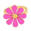 304 Stainless Steel Enamel Stud Rings for Women RJEW-U023-01G-04-3