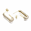 Brass Micro Pave Clear Cubic Zirconia Half Hoop Earrings EJEW-T046-19G-NF-3