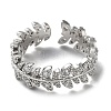 Brass Micro Pave Clear Cubic Zirconia Open Cuff Rings for Women RJEW-G296-02P-2