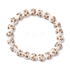 2Pcs Handmade Flower Printed Porcelain Ceramic Beaded Stretch Bracelets BJEW-JB11910-3