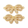Brass Micro Pave Clear Cubic Zirconia Connector Charms CU-CBA4579-21G-1