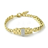 Cubic Zirconia Rectangle Link Bracelet with 304 Stainless Steel Chains BJEW-Q775-01G-2