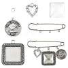 DIY Square Alloy Commemorative Photo Pendants Making Kits DIY-FS0009-22-1