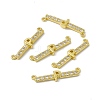 Rack Plating Brass Micro Pave Clear Cubic Zirconia Connector Charms KK-C007-37G-P-1