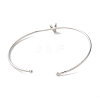 Rack Plating Brass Micro Pave Clear Cubic Zirconia Letter Open Cuff Bangles BJEW-A018-01P-V-3