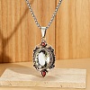 Alloy Glass Hollow Oval Pendant Necklaces for Women WG278AD-01-1