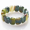Natural Agate Beaded Stretch Bracelets BJEW-G502-02-2