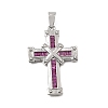 Brass Micro Pave Magenta Cubic Zirconia Pendants CU-CBA4BAF-03P-1