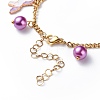 Alloy Enamel & Glass Pearl Charm Bracelet with 304 Stainless Steel Chains for Women BJEW-JB08707-04-6