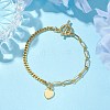 Brass Heart Charms Bracelets BJEW-JB10401-2