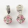 Large Hole Cube Alloy Rhinestone European Dangle Charms X-MPDL-S086-M-2