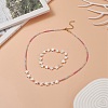 Natural Shell Star & Glass Seed Beaded Necklace & Stretch Bracelet SJEW-JS01271-2