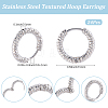 24Pcs 303 Stainless Steel Textured Hoop Earrings for Women EJEW-SC0001-78-2