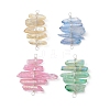 4Pcs 4 Colors Dyed Natural Quartz Crystal Copper Wire Wrapped Connector Charms PALLOY-TA00107-1