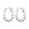 Non-Tarnish Oval Bubble 304 Stainless Steel Hoop Earring for Women EJEW-C067-01P-1