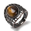 Natural Tiger Eye Oval Adjustable Rings RJEW-K271-06R-22-2