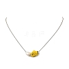 Handmade Porcelain Fish & Natural Cultured Freshwater Pearl Pendant 304 Stainless Steel Round Snake Chain Necklaces for Women NJEW-JN06398-5