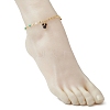 2Pcs 2 Styles Brass Star Tassel Handmade Glass Link Chain Anklet Sets AJEW-AN00761-5