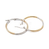 Two Tone 201 Stainless Steel Hoop Earrings with 304 Stainless Steel Pins for Women EJEW-B016-03B-2