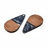 Transparent Resin & Walnut Wood Pendants RESI-N025-030-C01-3