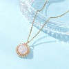 Natural Rose Quartz Copper Wire Wrapped Flower Pendant 304 Stainless Steel Cable Chain Necklaces for Women NJEW-JN05616-02-5