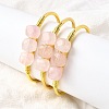 Natural Rose Quartz Beads Cuff Bangles for Women BJEW-Q035-01G-02-1