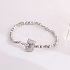 Brass Micro Pave Clear Cubic Zirconia Beaded Stretch Bracelets for Women FS-WG5260F-09-1