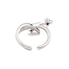 Clear Cubic Zirconia Asterism Open Cuff Ring RJEW-B028-10P-3