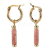 Natural Plum Blossom Jade Column Drop Earrings for Women EJEW-JE04701-01-3