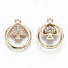 Brass Micro Pave Cubic Zirconia Pendants X-KK-S359-024-RS-2