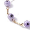 Lampwork Evil Eye Link Chain Bracelets BJEW-JB10045-01-3