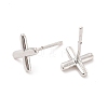 Brass Hollow Out Initial Letter Stud Earrings for Women EJEW-A044-01P-X-2