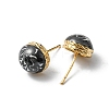 Enamel Half Round Stud Earrings EJEW-P229-01G-01-2