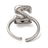 Initials Brass Open Cuff Ring for Women RJEW-N046-02Z-P-3