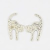 Hammered Metal Alloy Cat Pendants EA10991Y-1