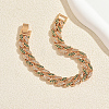 Unisex Brass Micro Pave Full Clear and Green Cubic Zirconia Cuban Link Chain Bracelets for Party and Casual Wear HS6983-1