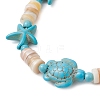 Synthetic Turquoise & Natural Freshwater Shell Beads Braided Bead Bracelets for Women BJEW-JB12024-02-3