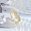 Brass Micro Pave Clear Cubic Zirconia Open Cuff Rings for Women RJEW-R011-06G-02-1