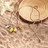 Summer Beach Porcelain Fish & Natural Cowrie Shell Pendant Cotton Cord Adjustable Necklaces FS-WG63638-03-2