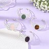 Oval Natural Mixed Stone Brass Hollow Floral Cuff Bangles for Women BJEW-JB14504-1