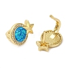 Rack Plating Brass Synthetic Opal Hoop Earrings for Women EJEW-P277-03B-G-2