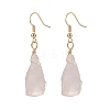 Natural Rose Quartz Irregular Nuggets Dangle Earrings EJEW-JE05018-02-1