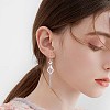 Anti-Tarnish Rhodium Plated 925 Sterling Silver Rhombus with Chain Tassel Dangle Earrings JE1048A-4