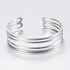 Tarnish Resistant Hollow 304 Stainless Steel Wide Band Cuff Bangles BJEW-H565-01P-2